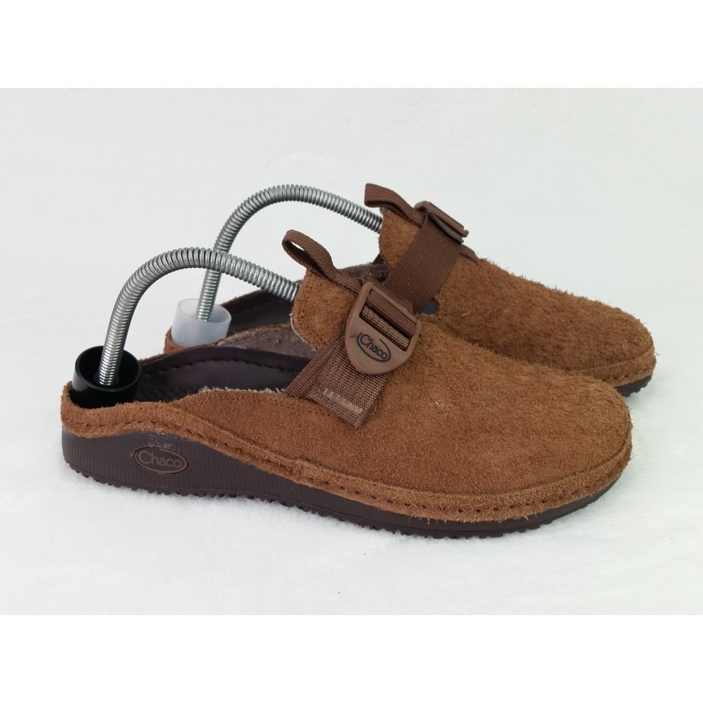 Women's Chaco Brown Suede Paonia Mules Wool Lined Mule Shoes Size 9 Slip on